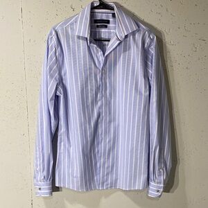 Tommy Hilfiger Light Blue and White Striped Dress Shirt